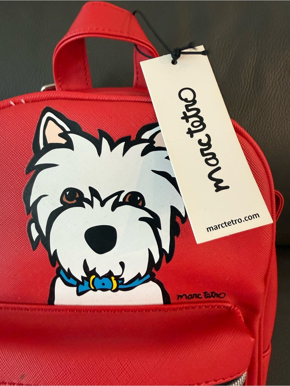 NWT Marc Tetro Westie Dog White Terrier Dog Backpack Red - Picture 2 of 6